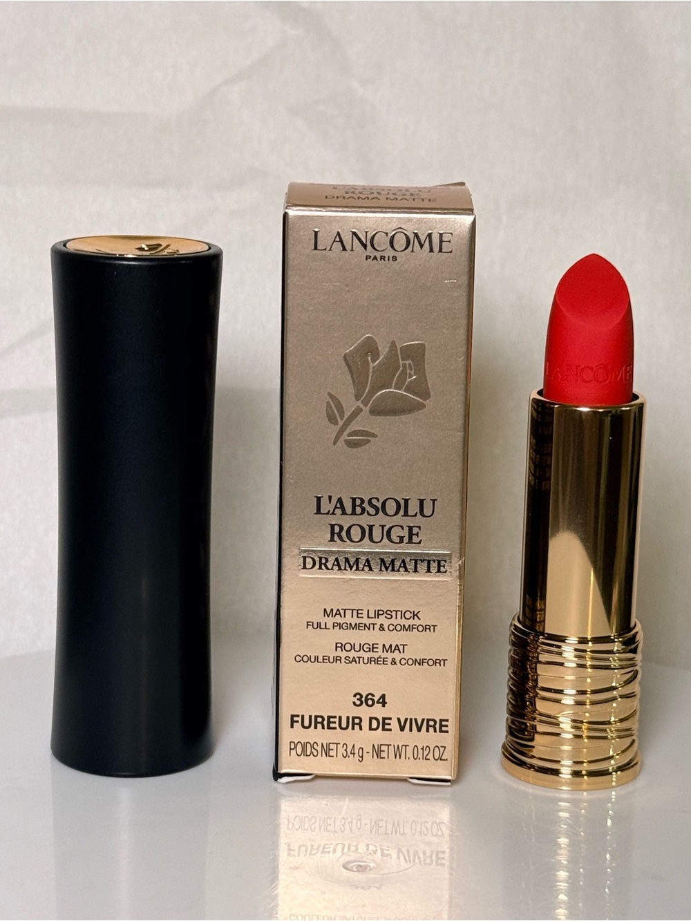 Lancôme L’Absolu Rouged Rama matte  lipstick color  364 fureur de vivre